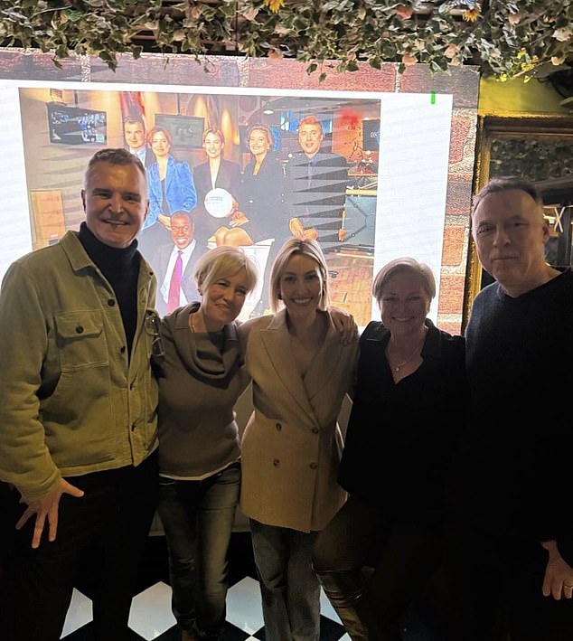 Iconic Former Sky Sports News Presenters Dave Clark, Carrie Frais, Kelly Cates, Clare Tomlinson And Julian Waters (Left To Right) Reunited For A Celebratory Evening This Week