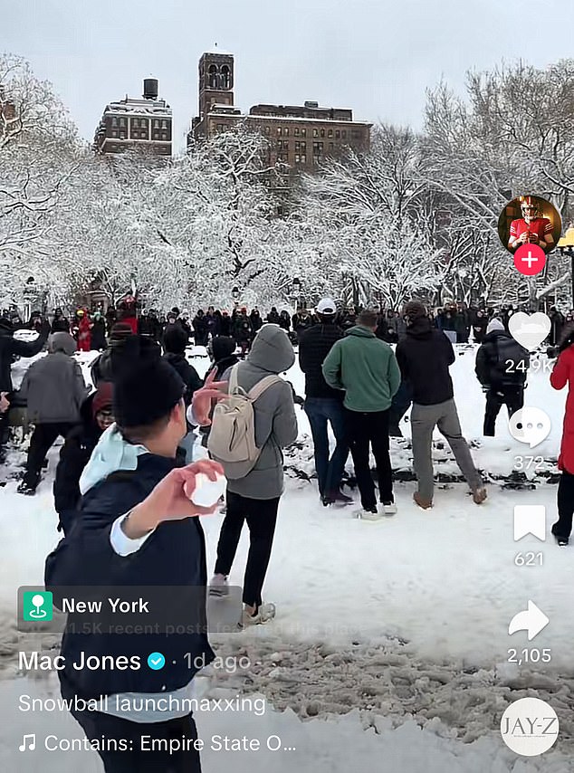 Mac Jones Was Throwing Snowballs At Washington Square Park In New York On Monday
