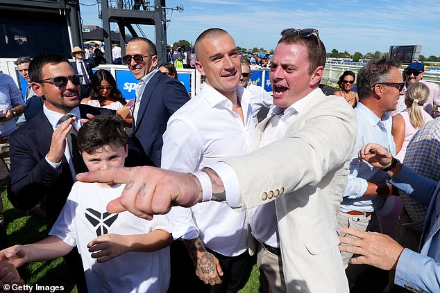 Richmond Tigers Legend Dustin Martin (Centre) Celebrated At Caulfield On Saturday As Streisand Won The Group 1 Sportsbet Blue Diamond Stakes