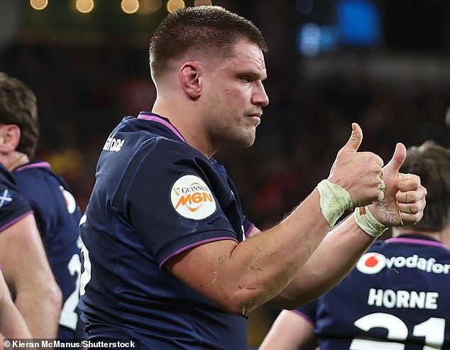 George Turner Gives The Thumbs Up After Scoring The Winning Try For Scotland