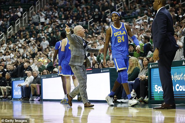 Head Coach Mick Cronin Of The Ucla Bruins Sends Steven Jamerson Ii To The Locker Room