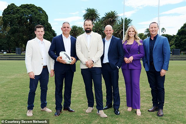 Seven Has Fired A Big Shot At Nine With Its New Nrl Show The Agenda Setters, Starring (Left To Right) Luke Keary, Corey Parker, Aaron Woods, David Riccio, Jelisa Apps And Matt White
