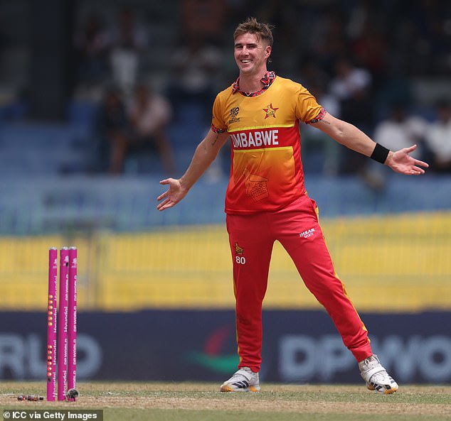 Zimbabwe Star Brad Evans Celebrates The Crucial Wicket Of Travis Head At The T20 World Cup