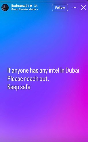 England Lions Coach Bairstow Took To Instagram On Sunday Morning Appealing For Help