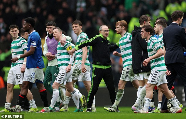 Celtic Boss Martin O'neill Tries To Calm The Players Down As Tempers Become Frayed At Full-Time