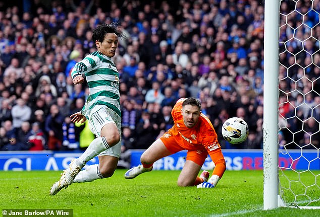 Reo Hatate Scores A Late Equaliser For Celtic After His Penalty Was Saved By Jack Butland