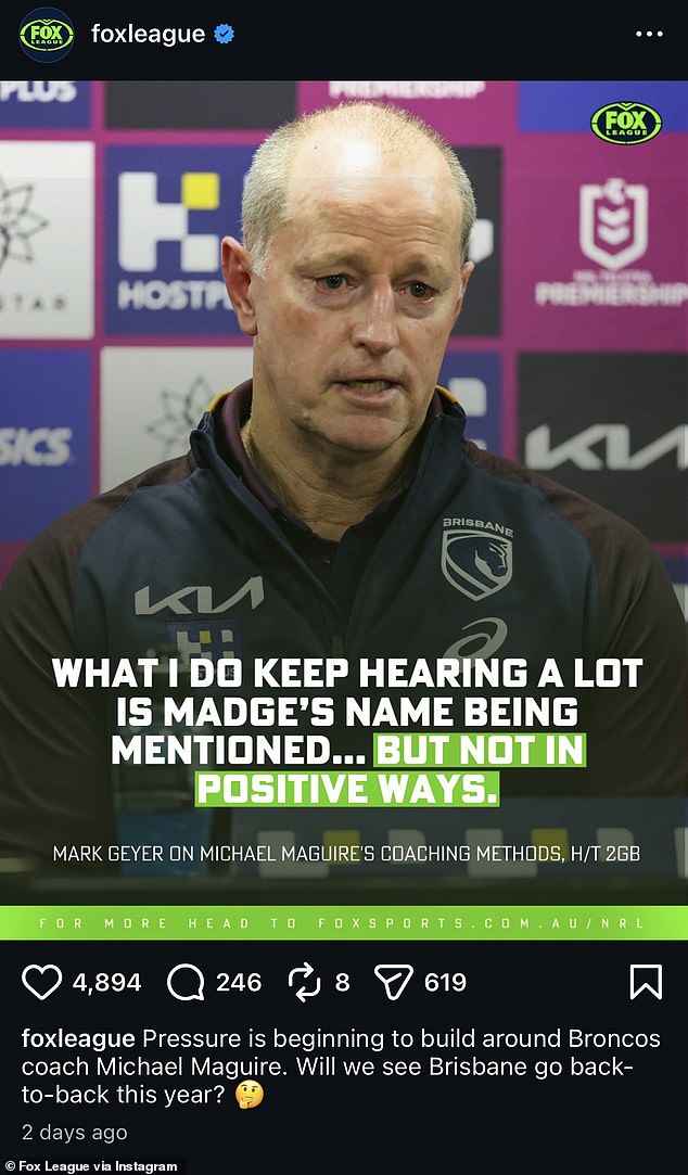 Glenn Had Liked The Above Post On Fox League's Instagram Account