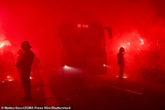 The Barca Bus (Pictured) Was Cheered Upon Arrival But Atletico's Bus Was Reportedly Attacked