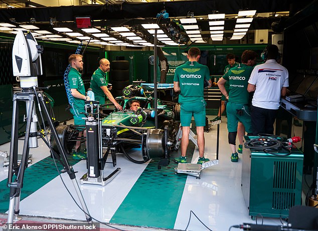 The Team's Car Is Pictured In The Garage During Pre-Season Testing In Bahrain, Where It Spent Most Of Its Time Instead Of Clocking Up Badly Needed Laps
