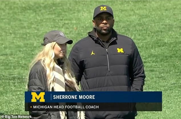 Sherrone Moore Is Pictured With His Then-Assistant, Paige Shiver, During His Career At U Of M