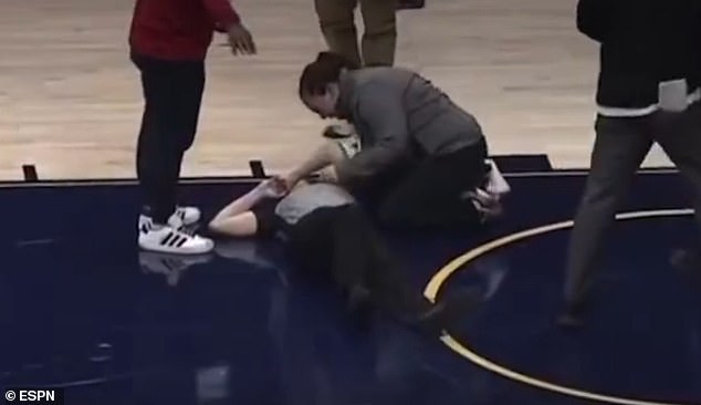 One Official Was Knocked To The Court And Required Medical Attention On Wednesday