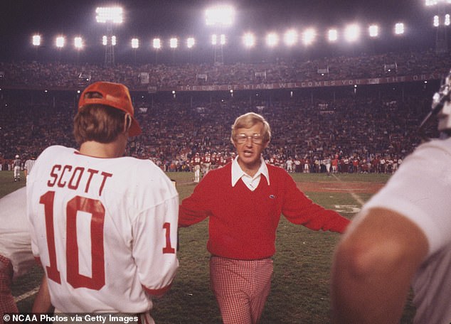 Lou Holtz Is Pictured During His Time As The Head Coach Of The Arkansas Razorbacks