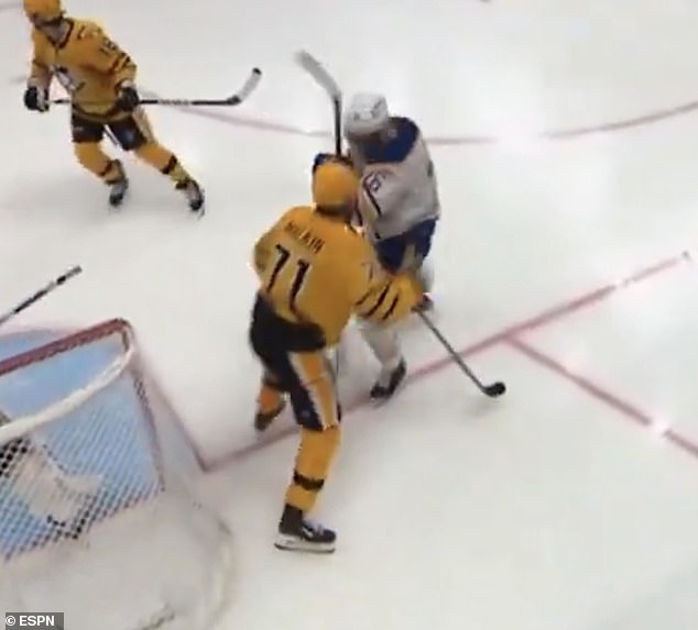 Malkin Slashed His Stick Against The Helmet Of Buffalo Sabres Defenseman Rasmus Dahlin