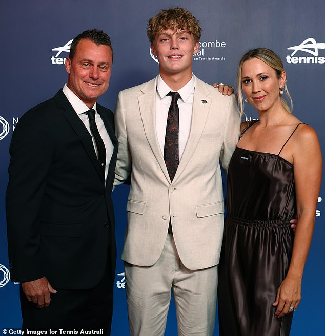 Cruz Hewitt's Match In The Uae Has Been Cancelled Due To The Ongoing Conflict In The Middle East (Cruz Is Pictured With His Dad Lleyton And Mother Bec)