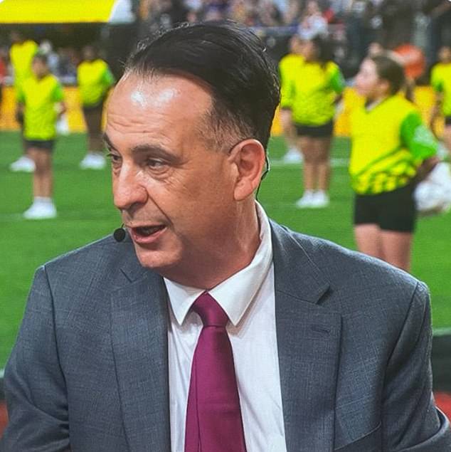 Pictured: Peter V'landys During His Appearance On Fox Sports At The Nrl Double-Header In Las Vegas, Which Left Fans Convinced He's Had A Botched Hair-Dye Job