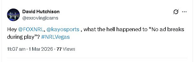 Pictured: A Sample Of The Fan Fury Online After The First Footy Game From Vegas Was Interrupted By A Rogue Ad Break On Sunday