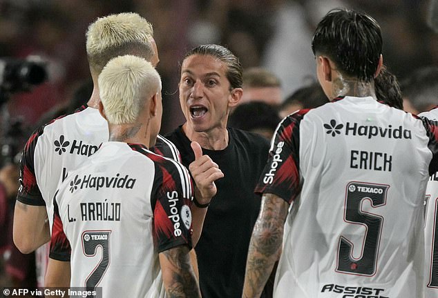 Filipe Luis (Centre) Was Sacked As Flamengo Manager Despite The Team Winning 8-0