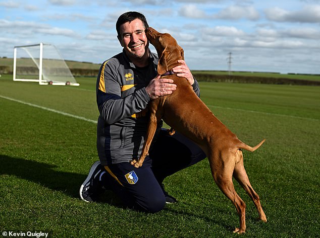 Nigel Clough At Mansfield's Training Ground With His Dog Bobbie. Clough's Team Take On Premier League Leaders Arsenal In The Fa Cup On Saturday