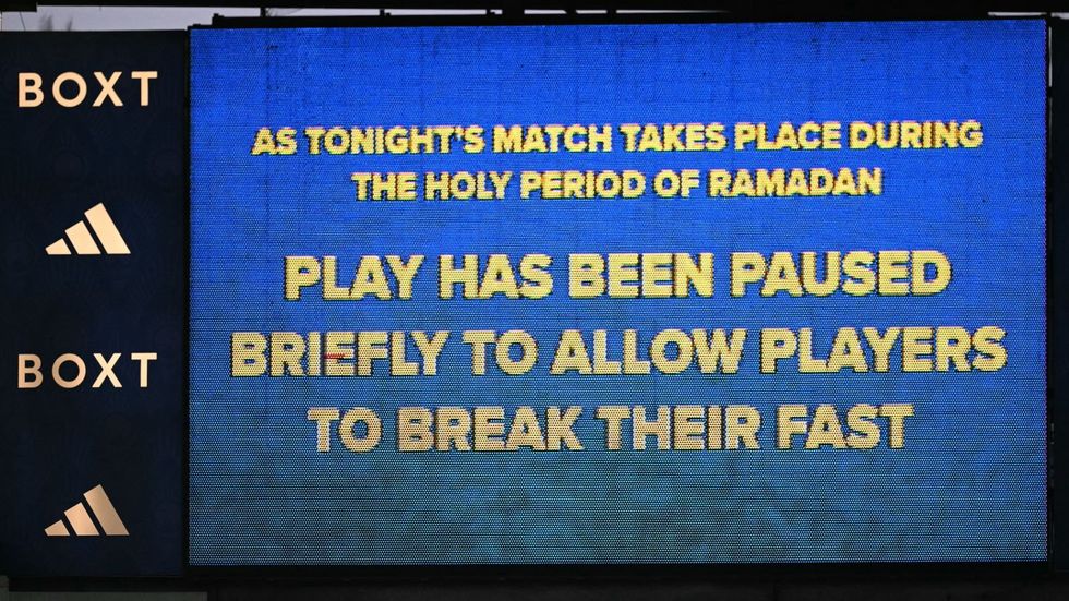 The Match Was Halted, With A Message Put On The Screen, Explaining The Pause In Proceedings During The Game Between Leeds And Man City