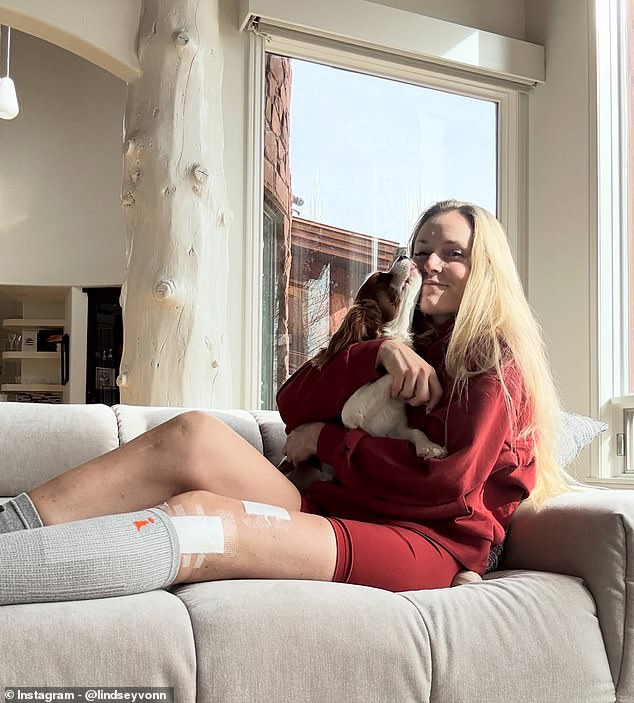 On Sunday, Vonn Pictured Herself Alongside Her Dog, Chance, While Writing About Her Difficult Recovery Ahead. It's Unclear Which Of Her Homes The Olympic Skier Was Posting From