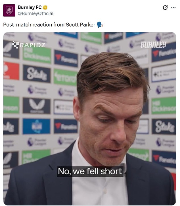 Burnley Posted A Video Of Scott Parker And Then Hid Negative Replies On Their X Account