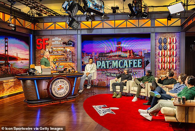 The Ex-Nfl Star Hosts The Pat Mcafee Show On Radio Row Ahead Of Super Bowl Lx