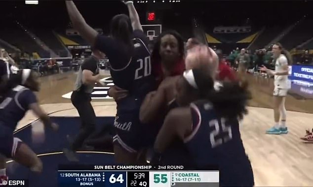 A South Alabama Coach Was Seen Trying To Block Her Players From Running Back To The Melee